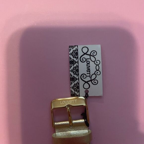 Louvett Pink Satin Fabric Watch Gold Tone NWT Includes Gold Box Case - Picture 7 of 13